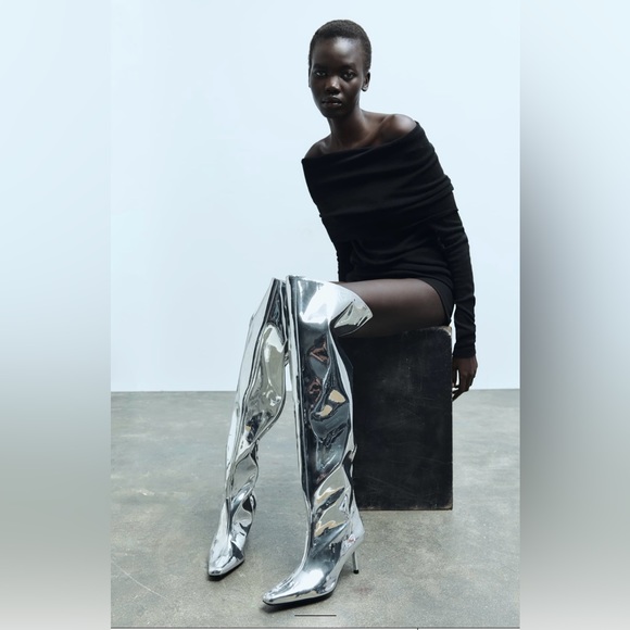 METALLIC OVER THE KNEE BOOTS - Picture 9 of 16
